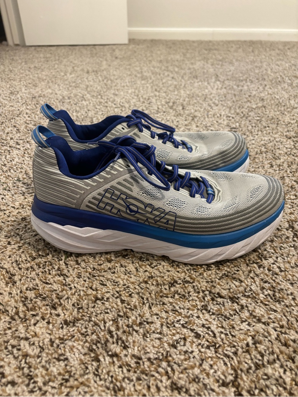 Hoka One One Gray and Blue Men's Running Shoes
